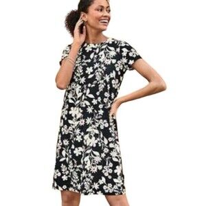 J. Jill Wearever Collection Black & White Floral Shift Dress S Petite